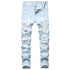 Fashion Inelasticity Mid Waist Men's Destroyed Jeans Straight Pants